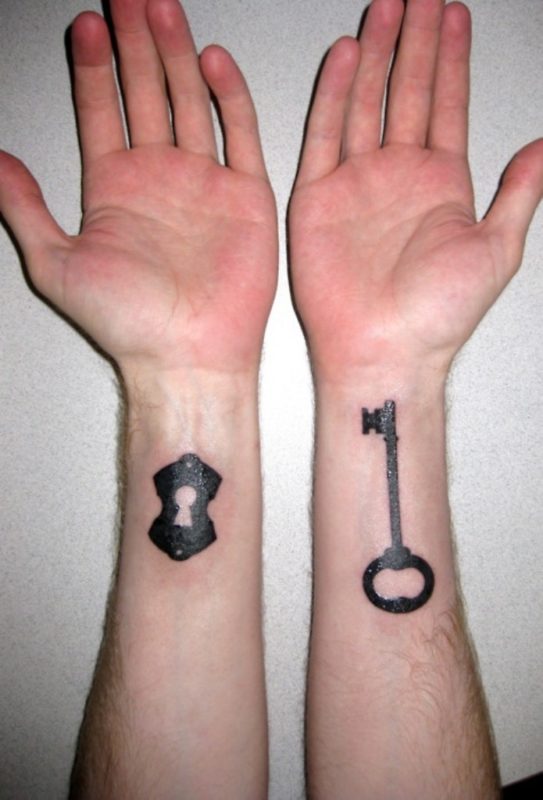 Black Lock And Key Tattoo