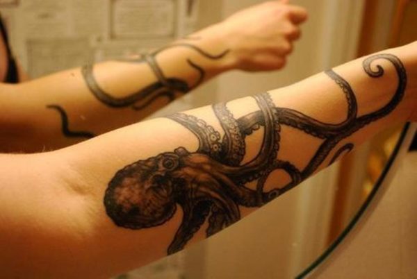 Black Octopus Tattoo On Wrist