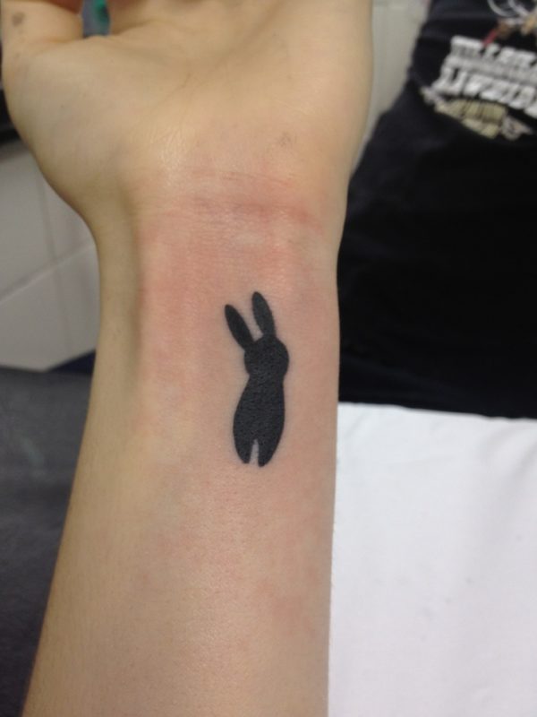 Black Rabbit Tattoo On Wrist