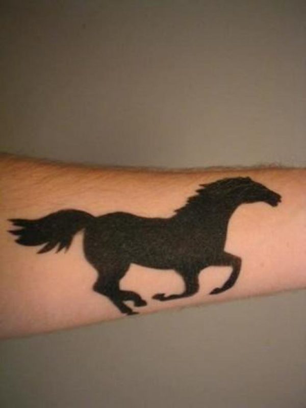 Black Running Horse Tattoo On Wrist-ht102