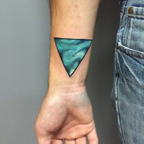 Blue Abstract Triangle Tattoo