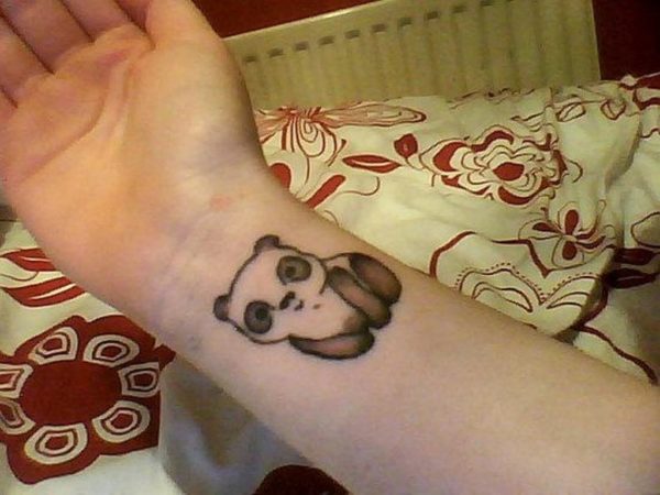 Brown Panda Tattoo On Wrist