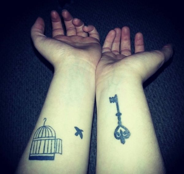Cage And Key Tattoo On Wrist