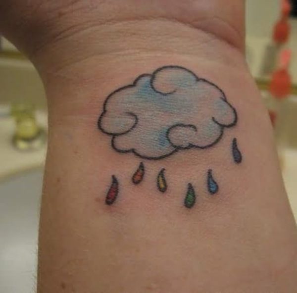 Cloud Raining Tattoo On Wrist