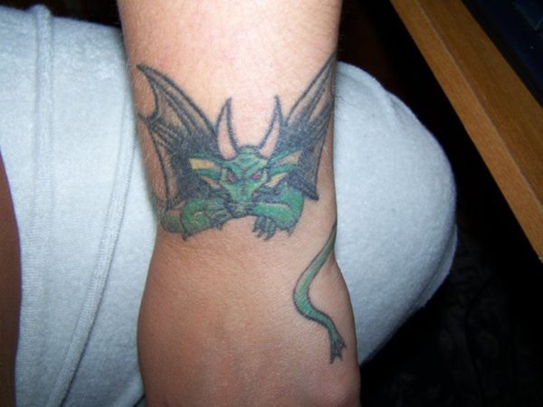 Colored Dragon Tattoo On Wrist