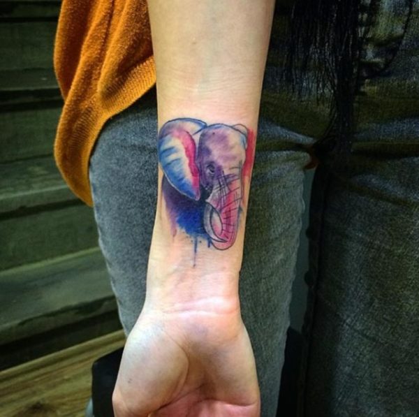 Colored Elephant Tattoo