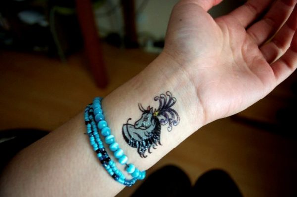 Colored Horse Tattoo On Wrist-ht103
