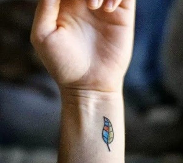 Colored Leaf Wrist Tattoo