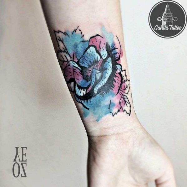 Colored Rose Tattoo Design