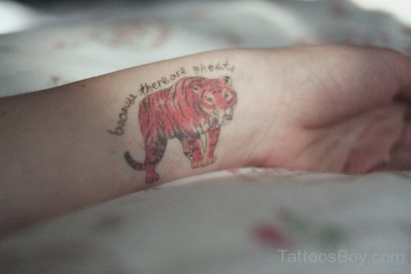 Colored Tiger Tattoo On Wrist