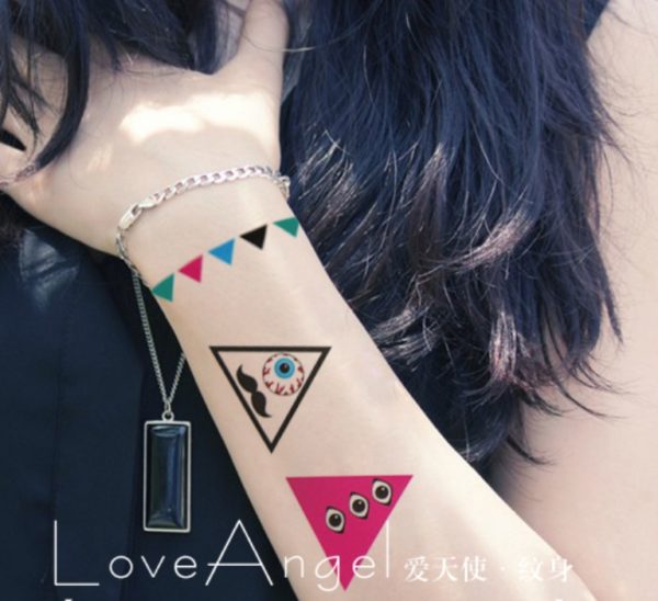 Colored Triangle Tattoo On Wrist