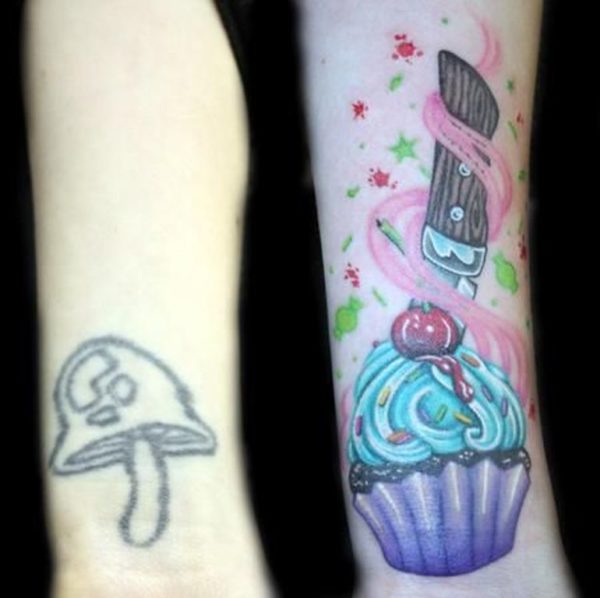 Colorful Cupcake Tattoo On Wrist