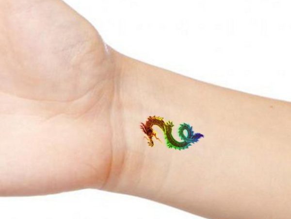 Colorful Dragon Tattoo On Wrist