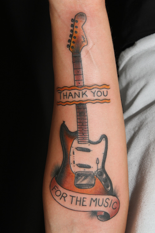 Colorful Guitar Tattoo On Wrist