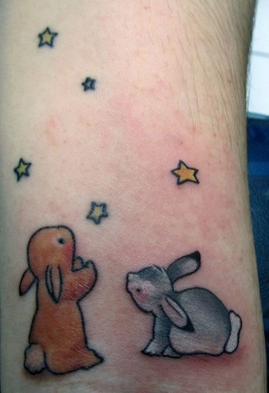 Colorful Rabbit Tattoo On Wrist