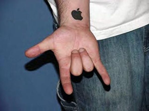 Cool Apple Logo Tattoo On Wrist