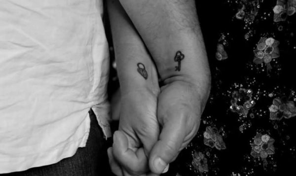 Cute Couple Key Lock Tattoo