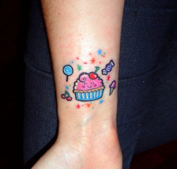 Cute Cupcake Tattoo On Wrist