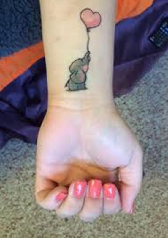 Cute Elephant Tattoo On Wrist