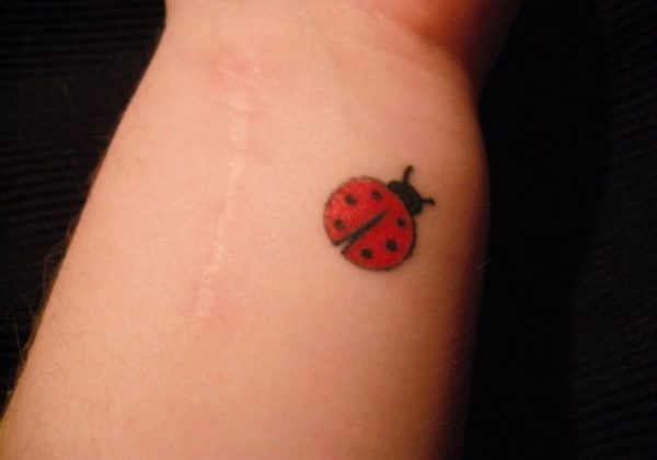 Cute Ladybug Tattoo On Wrist