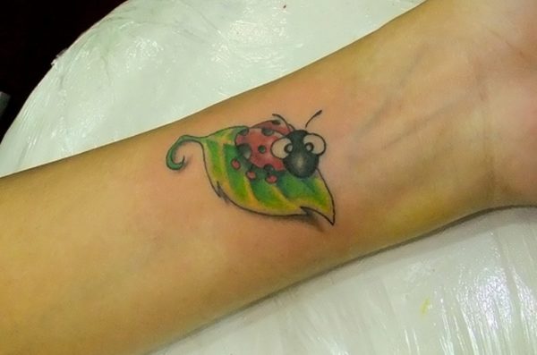 Cute Ladybug Wrist Tattoo