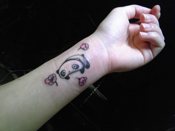 Cute Small Panda Tattoo On Wrist