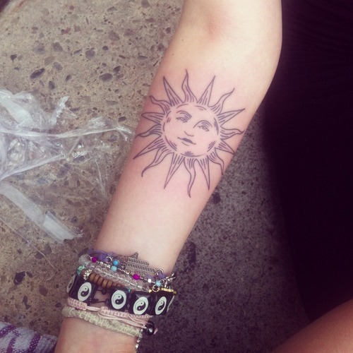 Cute Sun Tattoo For Girls