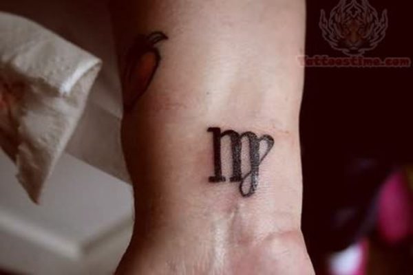 Cute Virgo Zodiac Tattoo On Right Wrist