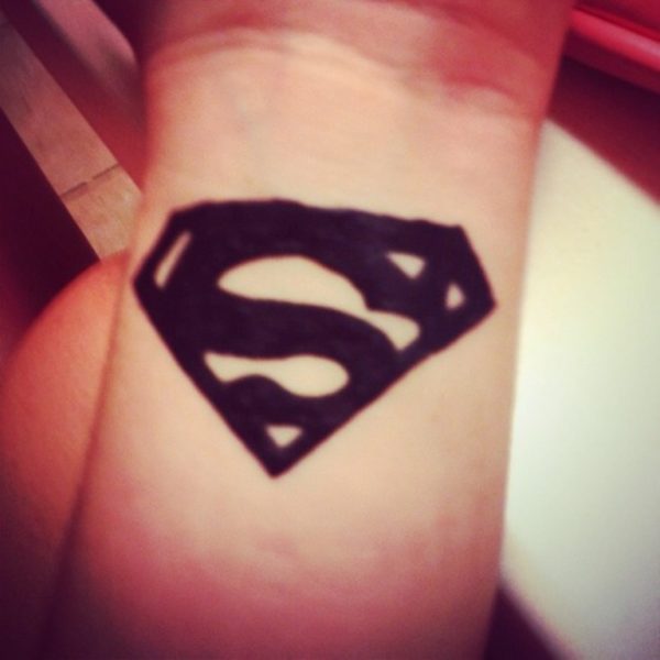 Dark Black Superman Wrist Tattoo