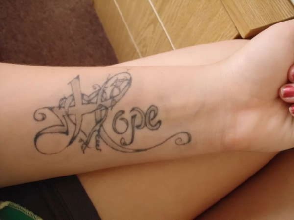 Designer Hope Tattoo On Wrist