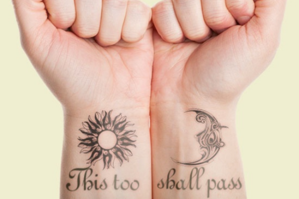 Designer Sun And Moon Tattoo On Wrist
