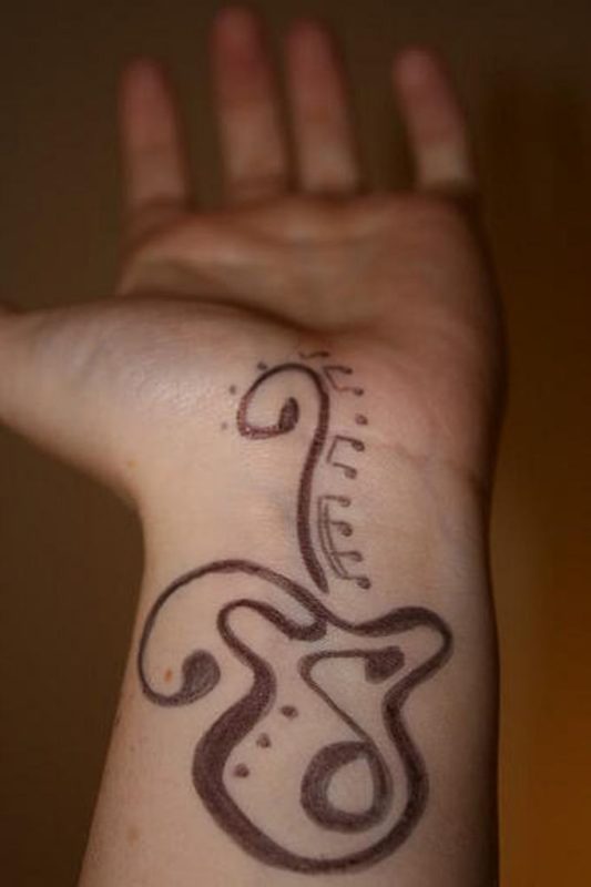 Designer Wrist Guitar Tattoo