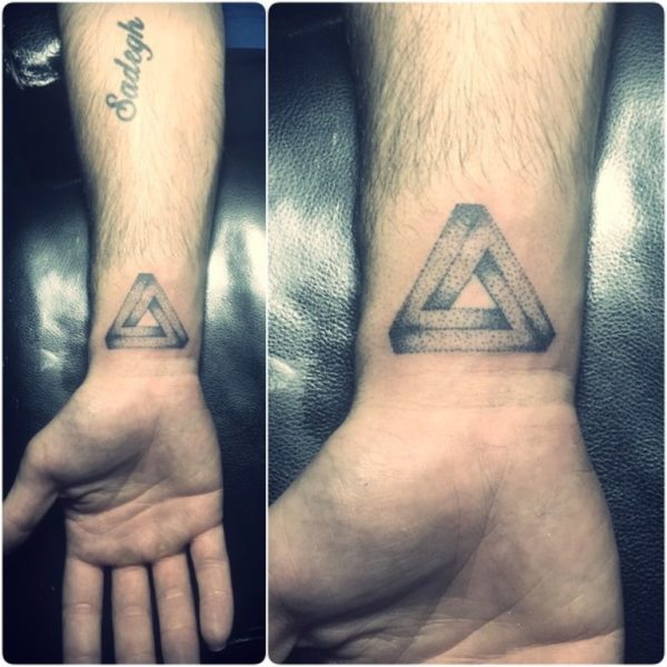 Double Black Triangle Wrist Tattoo