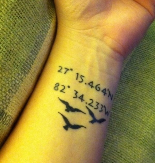 Elegant Coordinates Wrist Tattoo