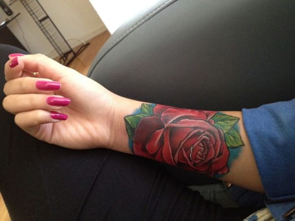 Elegant Large Rose Tattoo On Wrist