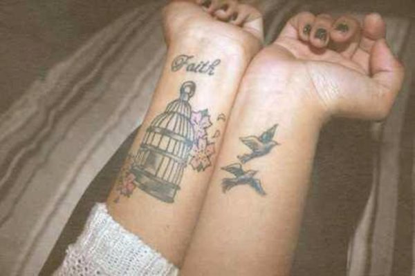 Faith And Bird Cage Tattoo