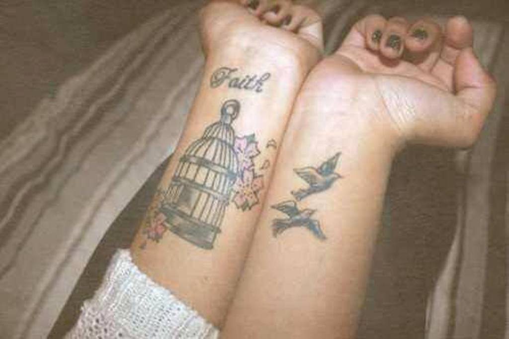 Faith And Bird Cage Tattoo.