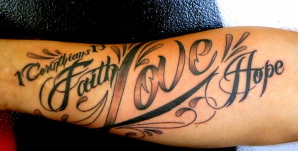 Faith Love Tattoo On Wrist