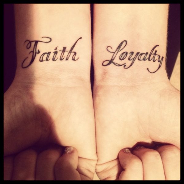 Faith Loyalty Tattoo On Wrist