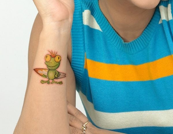 Green Frog Tattoo On Wrist
