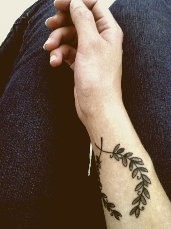 Green Leaves Wrist Tattoo