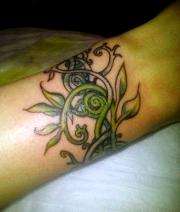 Green Vine Tattoo On Wrist