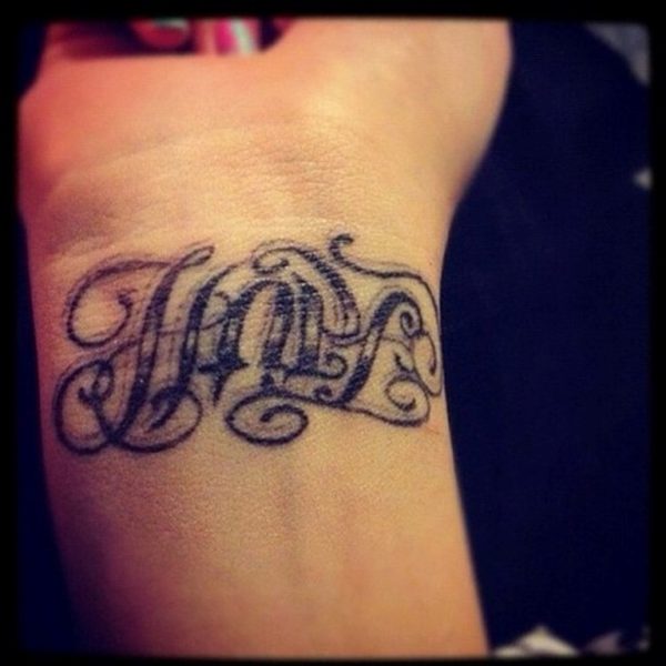 Grey Ink Hope Tattoo On Wrist