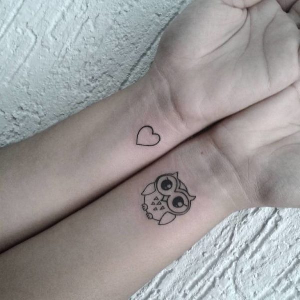 Heart And Owl Tattoo