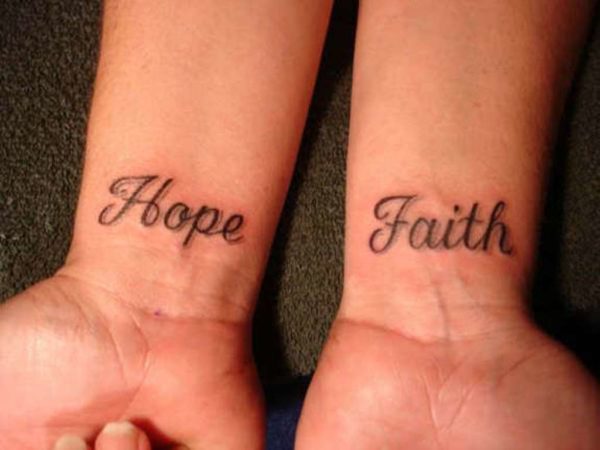 Hope Faith Tattoo On Wrist