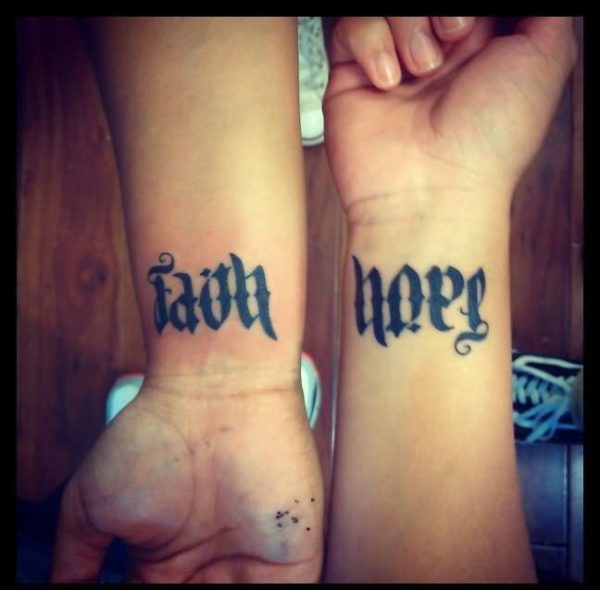 Hope Faith Tattoo On Wrist