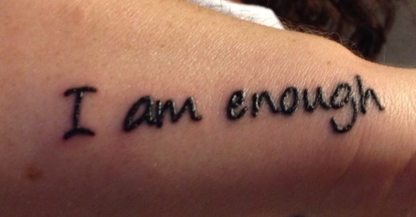 I Am Enough Henna Tattoo On Wrist