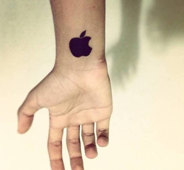 Impressive Apple Logo Tattoo On Wrist