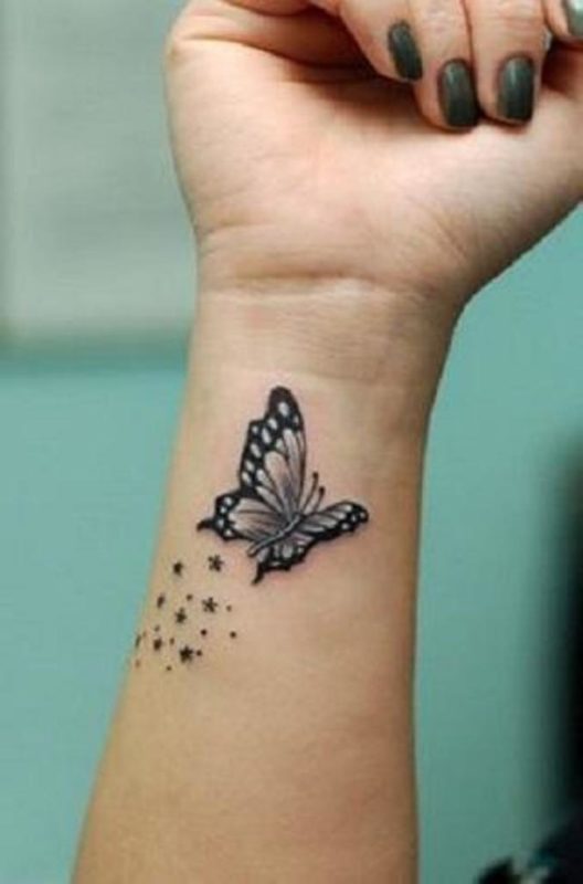 Impressive Black And Grey Butterfly Tattoo