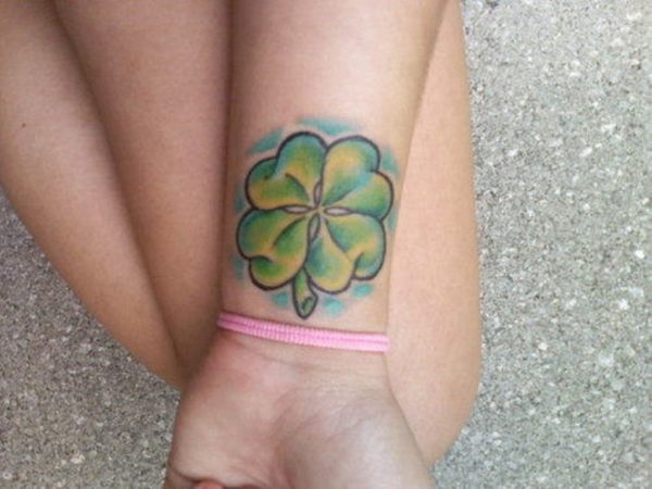 Impressive Four Leaf Tattoo On Wrist